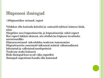 Hüpnoos ja sugestioon #4