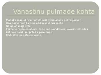 Kihla- ja pulmatraditsioonid #6