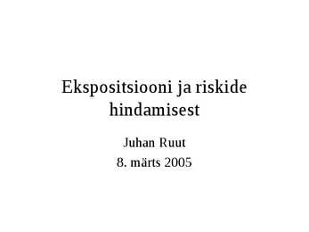 REACH Ekspositsiooni ja ohu hindamisest