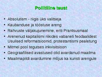 Barokkstiili kujunemine ja levimine #2