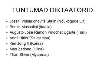 DEMOKRAATIA JA DIKTATUUR #10