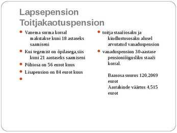 SOTSIAALTOETUSED EESTI JA SOOMES #11