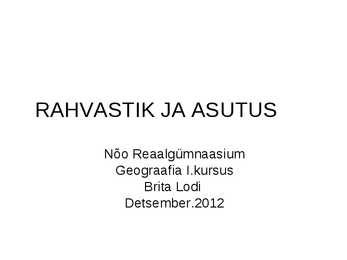 Rahvastik ja asutus