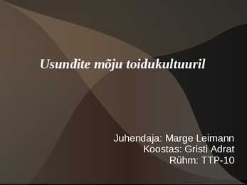 Usud ja Toidukultuur