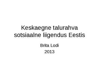 Keskaegne talurahva sotsiaalne liigendus Eestis