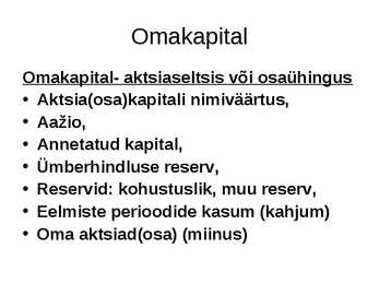 Raamatupidamise põhialused #5