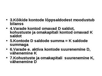 Raamatupidamise põhialused #8