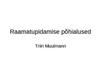 Raamatupidamise põhialused