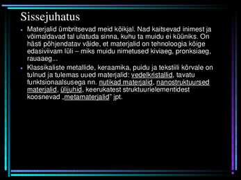 Erlised materjalid ja nende omadused #2