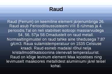 Keemia slaidi töö rauast