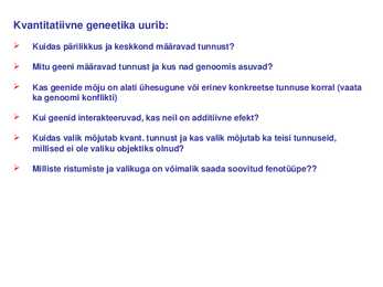 Kvantitatiivsed tunnused #3