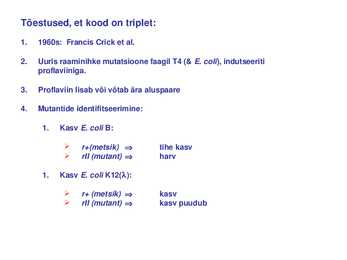 Geeni ekspressioon-translatsioon ja geneetiline kood #12