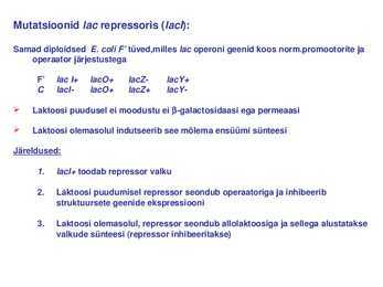 Geeni regulatsioon prokarüootidel #12