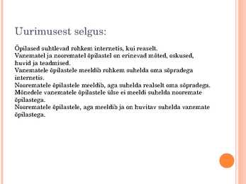 Vanemate ja nooremate õpilaste suhtlemise erinevused #2