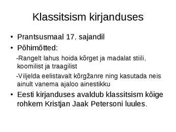 Klassitsismi kokkuvõttev esitlus #5