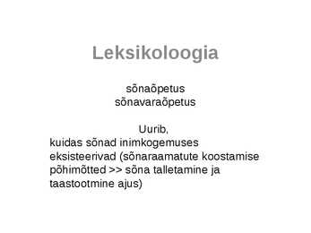 Semantika ja leksikoloogia #12