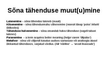 Semantika ja leksikoloogia #10