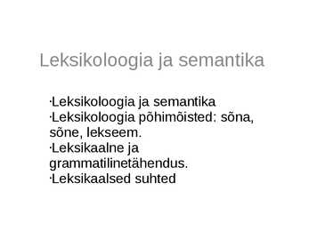 Semantika ja leksikoloogia