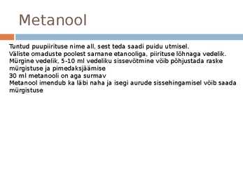 Tuntumad alkoholid ja eetrid #5