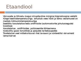 Tuntumad alkoholid ja eetrid #8