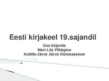 Eesti kirjakeel 19 sajandil