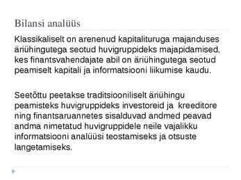 Vabaaine majanduses - bilanss #3
