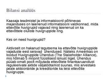 Vabaaine majanduses - bilanss #4