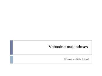 Vabaaine majanduses - bilanss