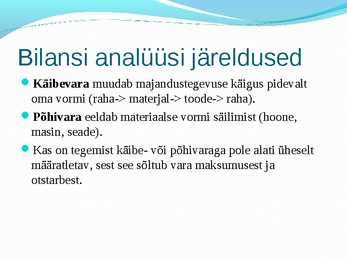 Bilansi analüüs ja kasumiaruanne #2