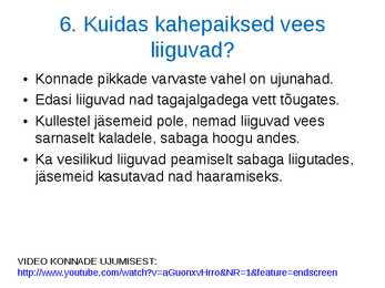 Loomade kohastumused eluks vees #15