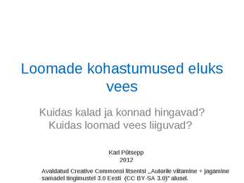 Loomade kohastumused eluks vees