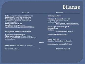 Bilanss - aktiva ja passiva #3