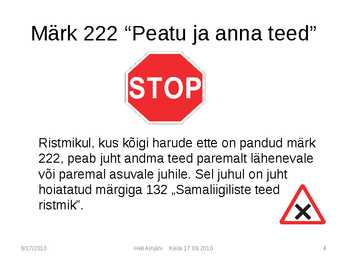 Liiklusmärkide tähendused #4