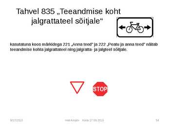 Liiklusmärkide tähendused #54