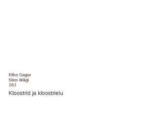 Kloostrid ja kloostrielu