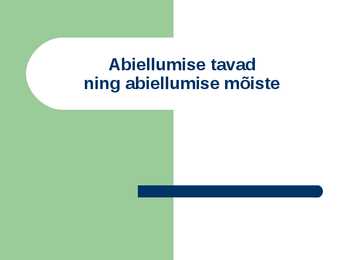 Abiellumise tavad ning abiellumise mõiste