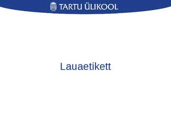 Laua- ja joogietikett ning käitumine restoranis #19