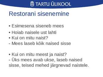Laua- ja joogietikett ning käitumine restoranis #6