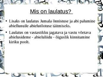 Abielu on Jumalast #7