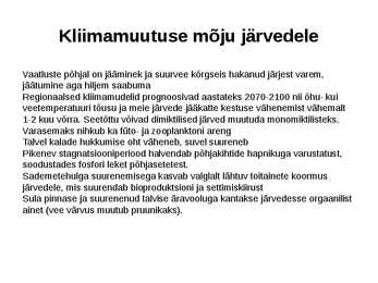 Kliima mõju Eesti väikejärvedele #4