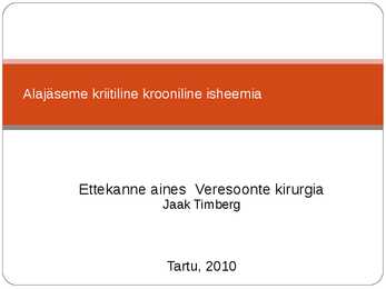 Alajäseme kriitiline krooniline isheemia