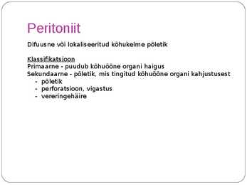 Peritoniit ettekanne #2