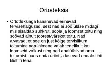 Toitumishäired #2