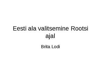 Eesti ala valitsemine Rootsi ajal