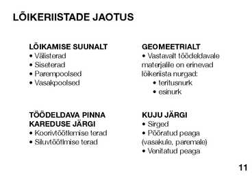METALLIDE LÕIKETÖÖTLEMISE TEHNOLOOGIA ABC #18