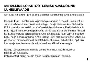METALLIDE LÕIKETÖÖTLEMISE TEHNOLOOGIA ABC #4
