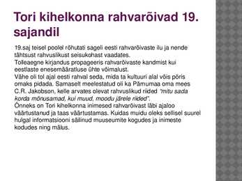 TORI RAHVARÕIVAD #2