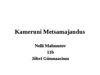 Kameruni Metsamajandus