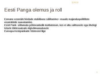 Keskpanga roll majanduses #3
