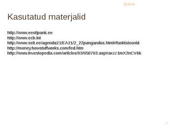 Keskpanga roll majanduses #7
